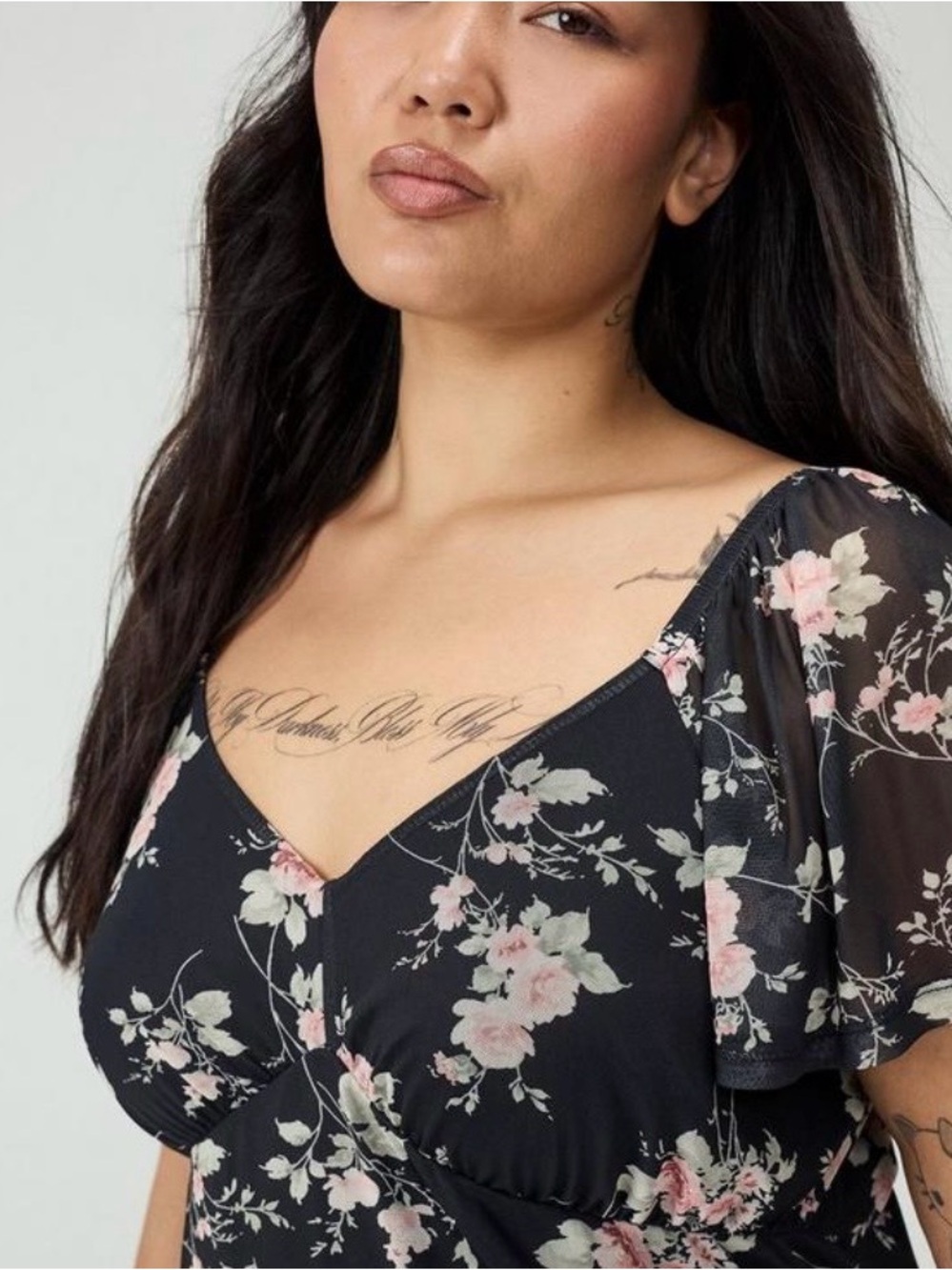 Torrid Flutter Sleeve Mesh Mini Dress - Size 0X - NWT! - Picture 2 of 6